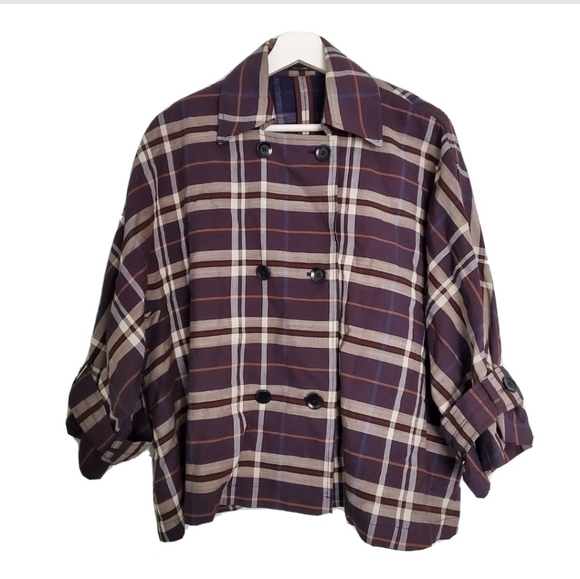 BcbgMaxAzria Plaid Short Oversized Coat - Picture 1 of 4
